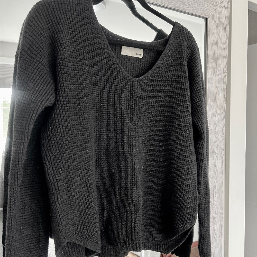 Wilfred Free wool black sweater, waffle, medium